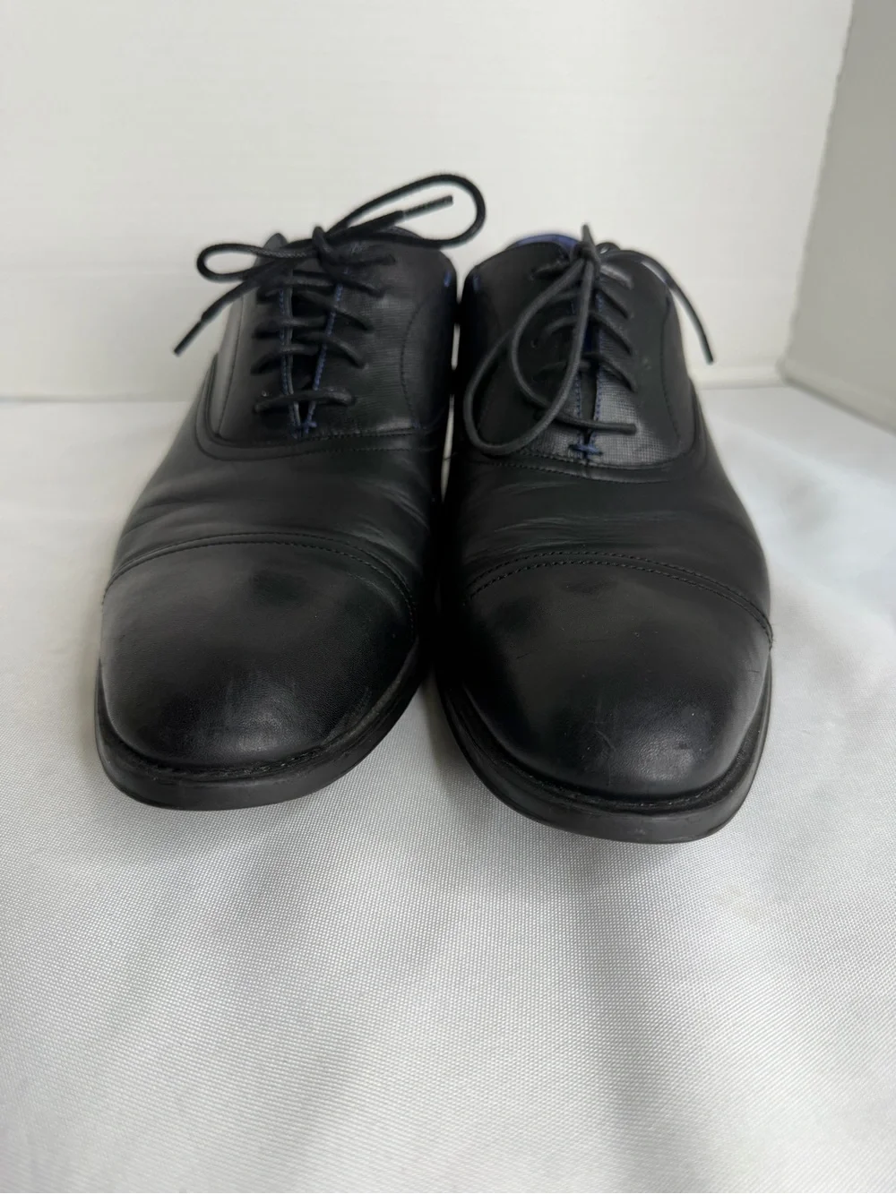 Ted Baker Murain Black Leather Cap-Toe Oxford Shoes. Size 10.